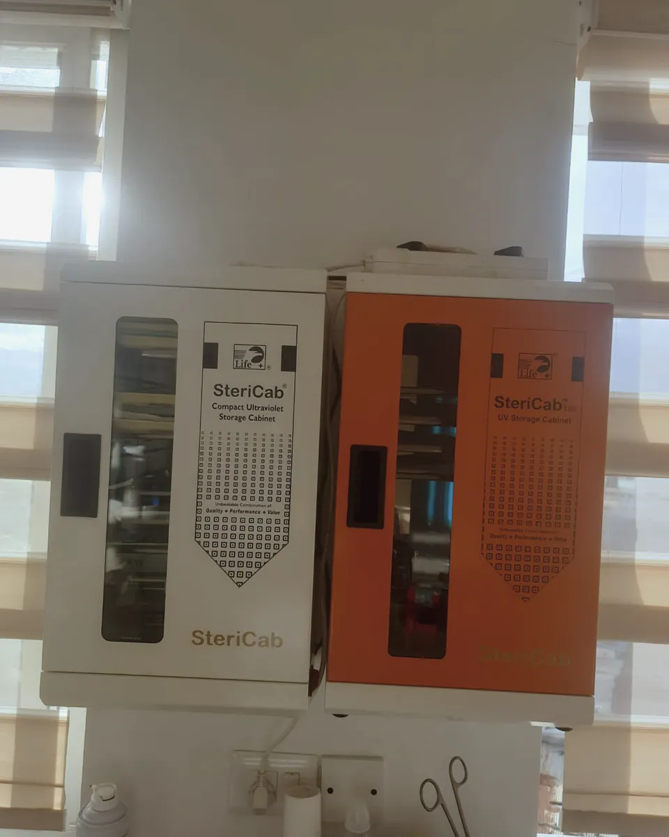 UV sterilization storage cabinets at Smile Arc Dental Clinic in Lalitpur